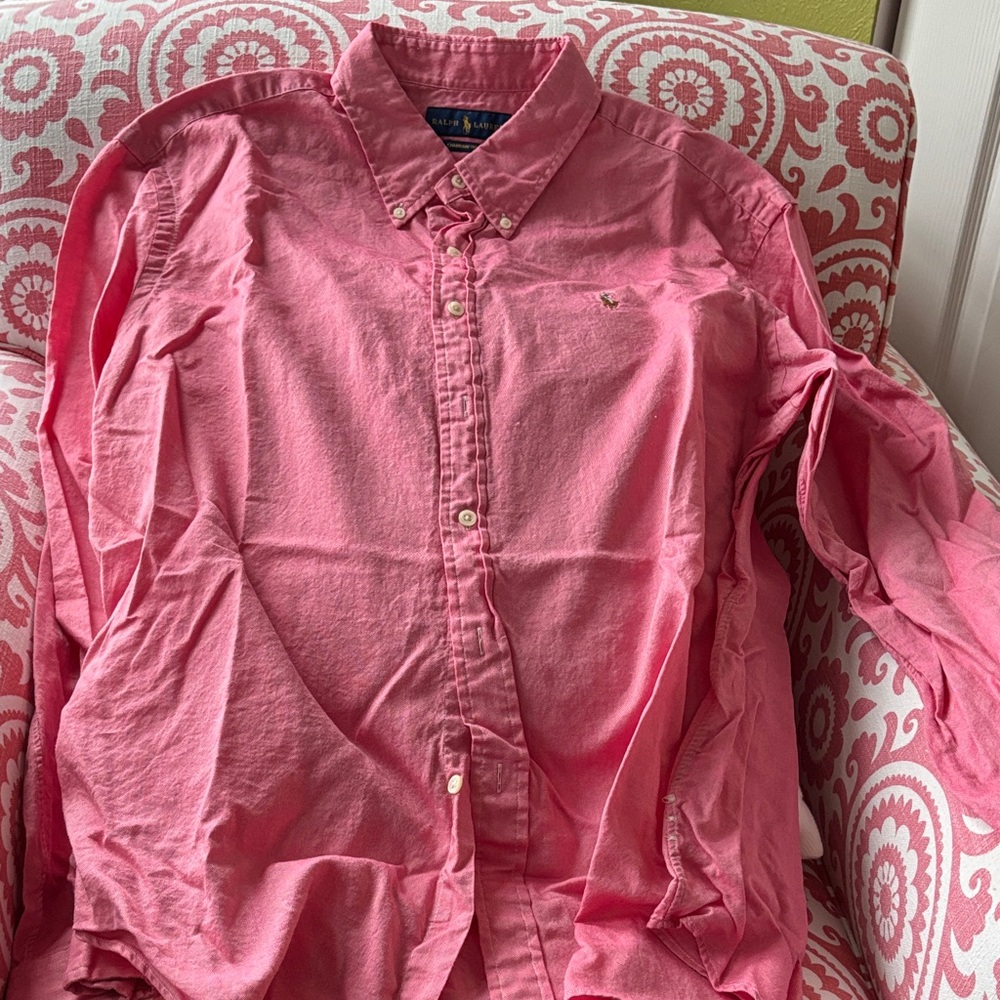 Polo Ralph Lauren Men's Chambray Oxford Light Red Button-Down Shirt Size XL